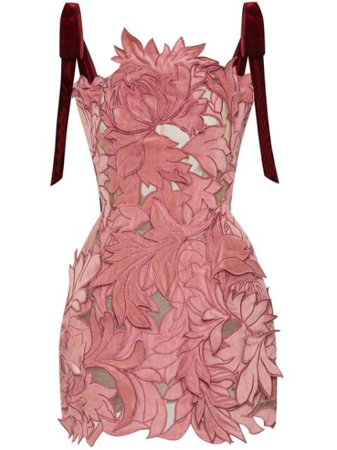 Oscar de la Renta Peony velvet guipure cocktail dress