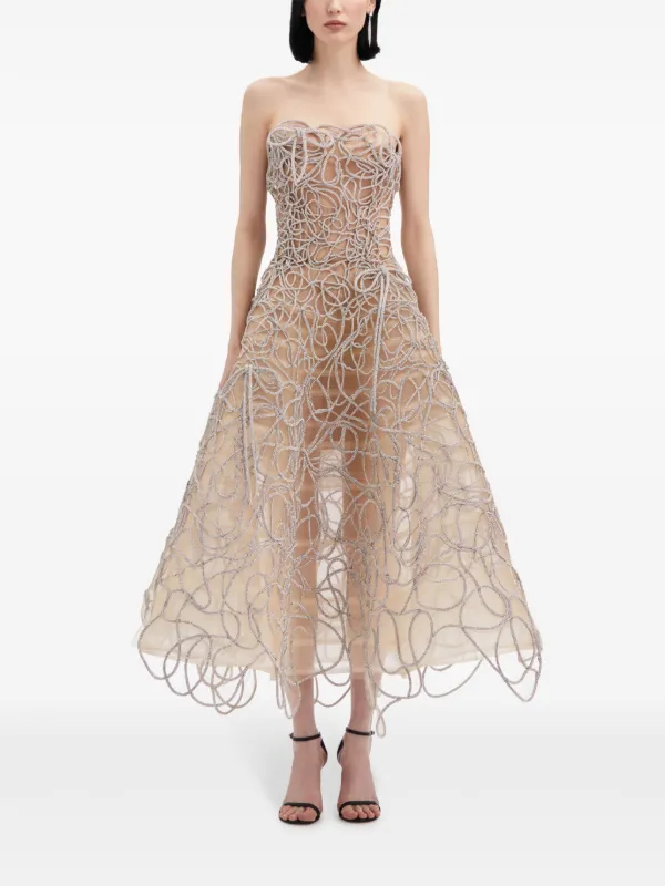 sachin and babi light blue dress Oscar De La Renta Crystal Embroidered Cord Gown | Silver