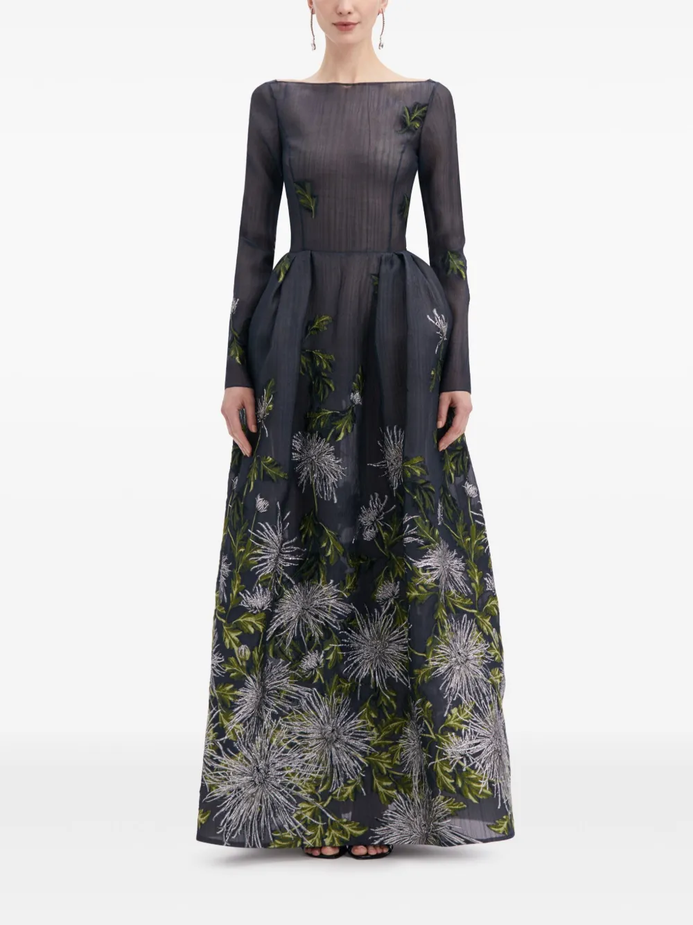 Oscar de la Renta Chrysanthemum avondjurk - Zilver