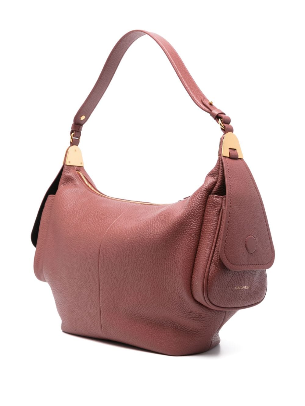 Shop Coccinelle Grained-leather Shoulder Bag In Pink