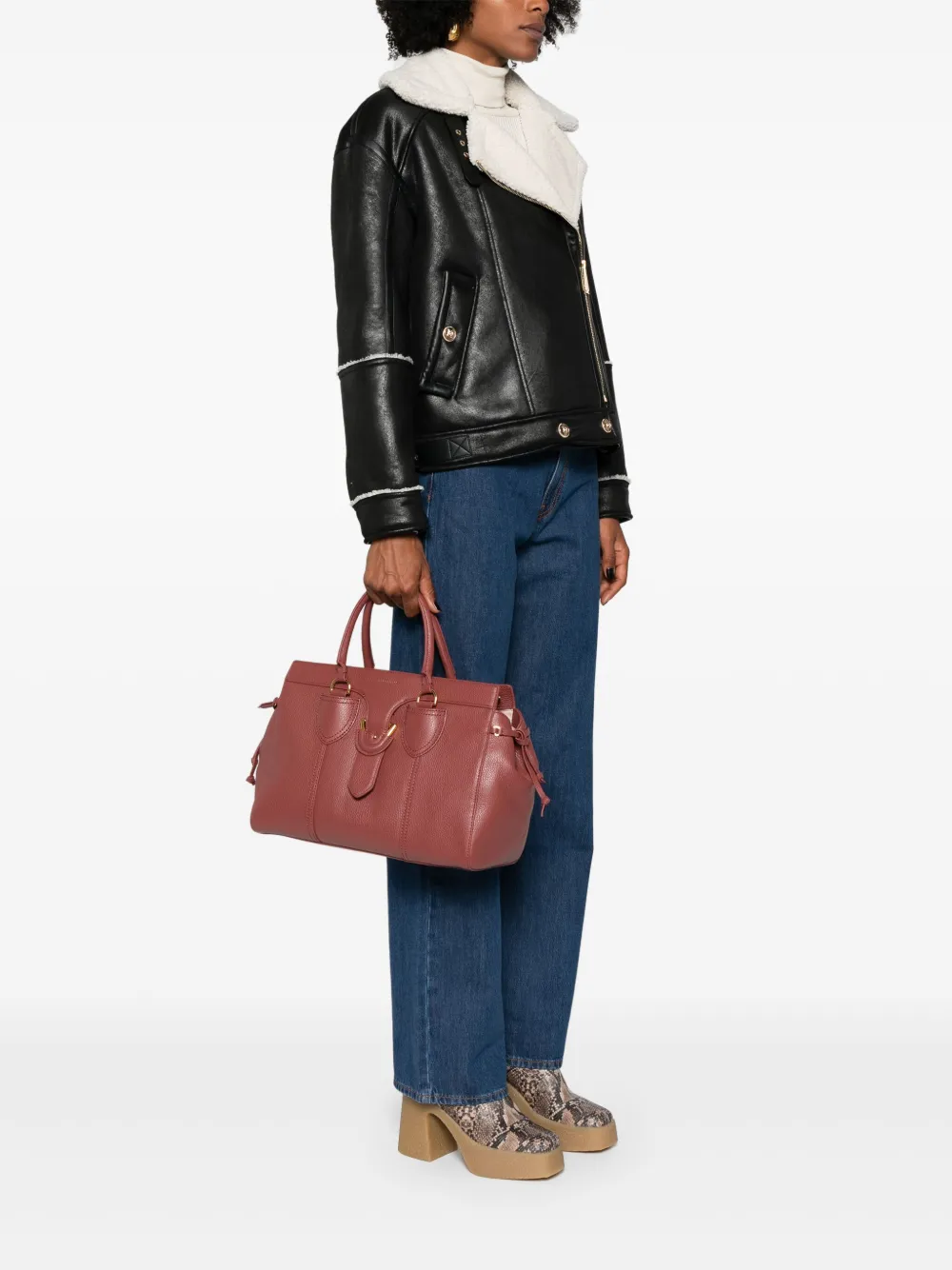 Coccinelle Leren shopper - Bruin