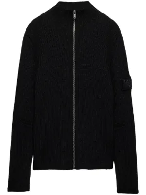 プラダスポーツカーディガン　L PRADA SPORT プラダスポーツ ブラック ウール ドライバーズ