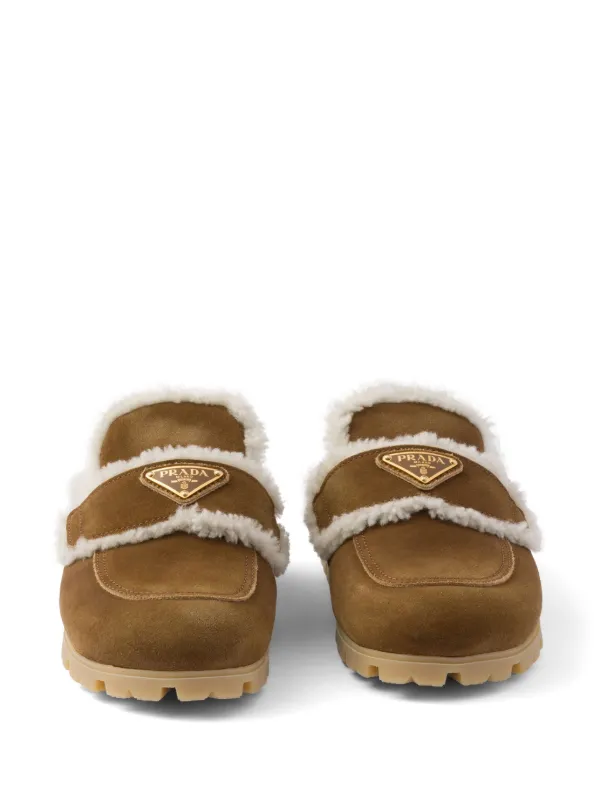 【関税&送料込】Prada Suede And Shearling Flat Mules 0400022091241_BEIGEKHAKI?wid=