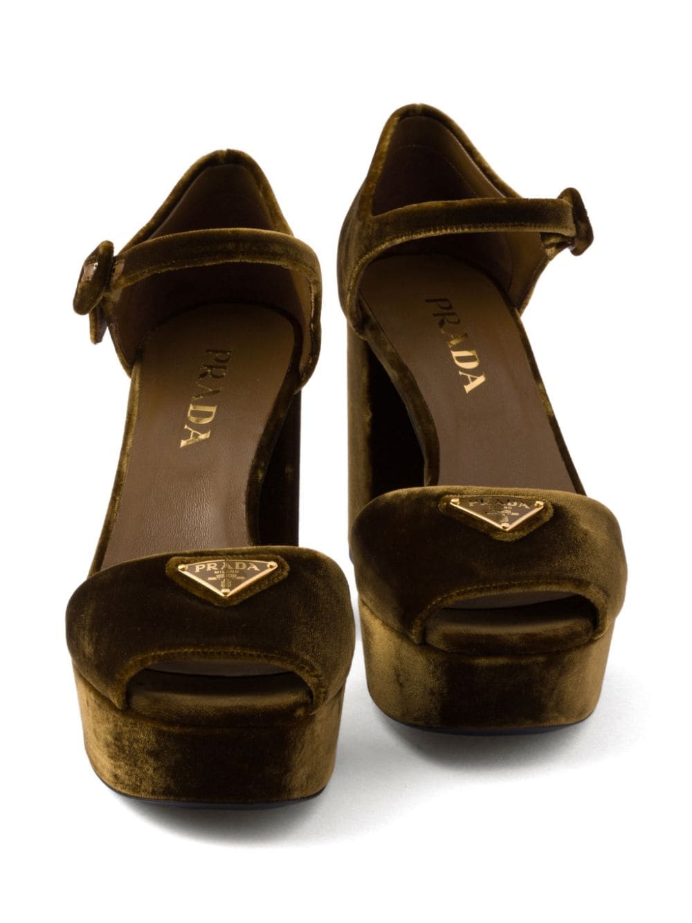 Shop Prada 95mm Velvet Platform Sandals In Brown