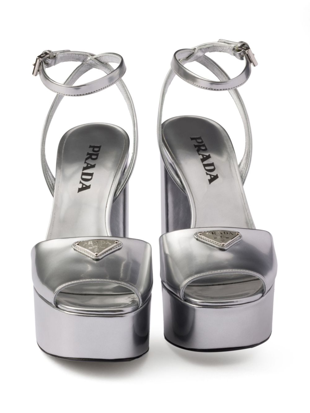 Prada 115mm leather platform sandals Silver