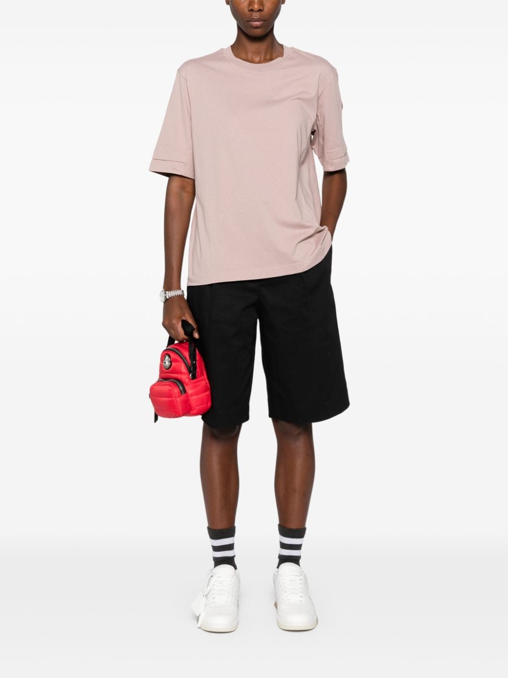 Shop Moncler Logo-patch Cotton T-shirt In Pink