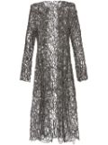 Oscar de la Renta crystal-embroidered cord coat - Black