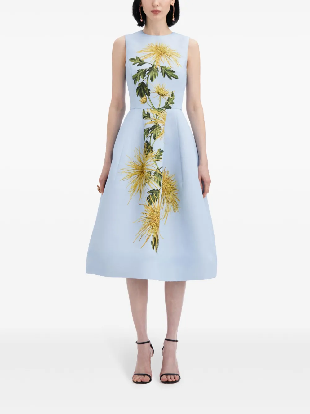 Oscar de la Renta Chrysanthemum midi-jurk - Blauw
