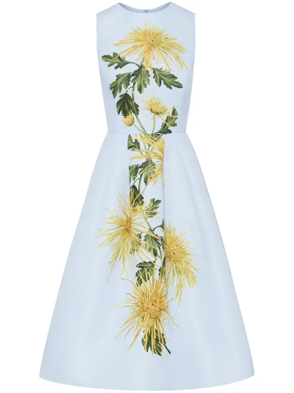 Oscar De La Renta Chrysanthemum Stripe Cocktail Dress Blue FARFETCH HK