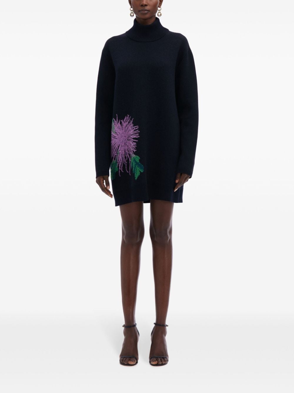 Oscar de la Renta Chrysanthemum trui-jurk met jacquard - Blauw