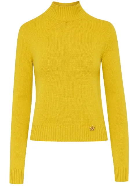 Oscar de la Renta O Flower mock-neck cashmere jumper