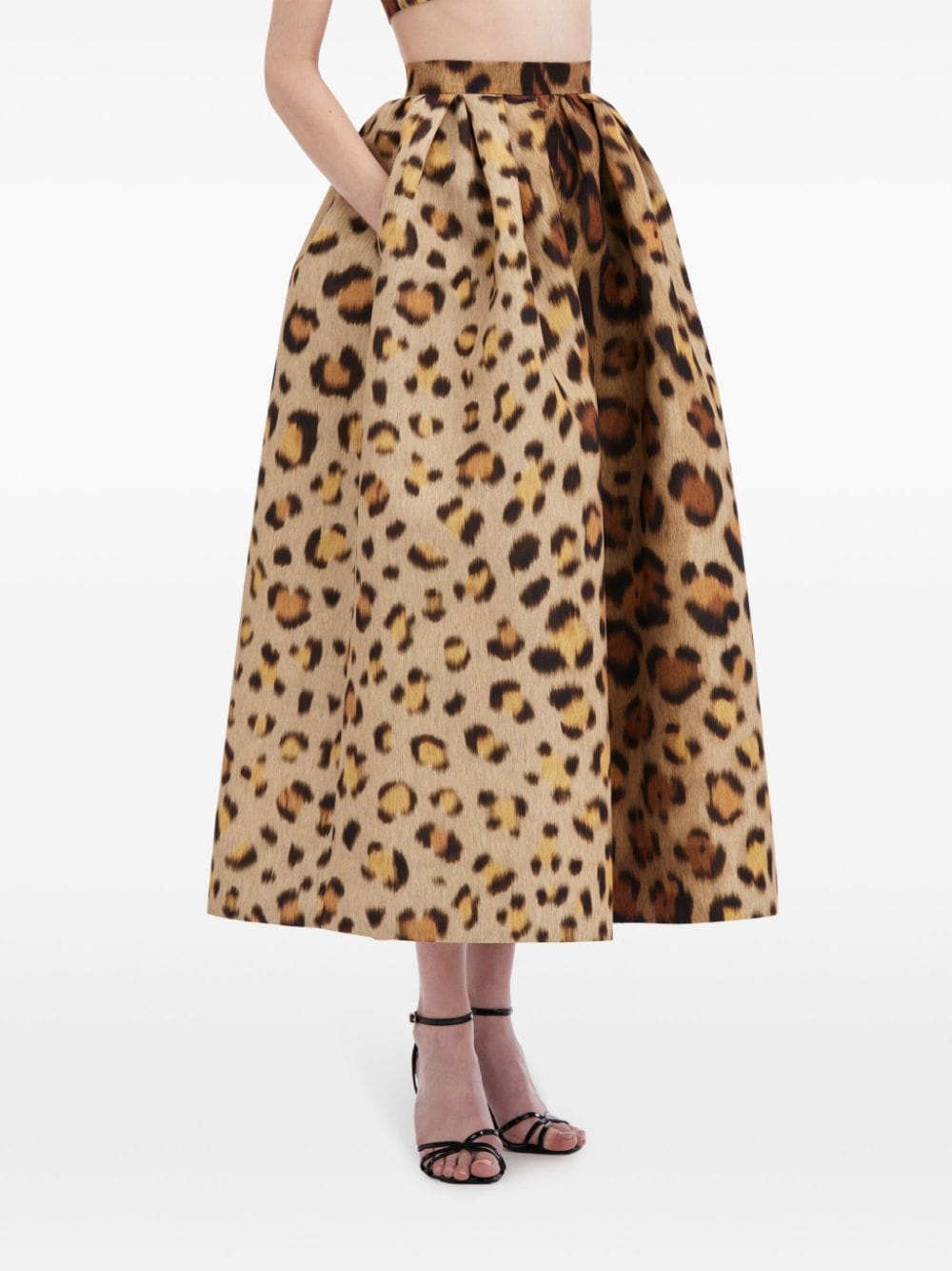 Shop Oscar De La Renta Jaguar Faille Skirt In Brown