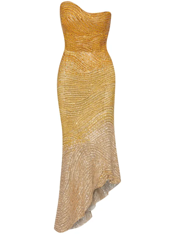 Oscar De La Renta Ombre Crystal Cocktail Dress Farfetch