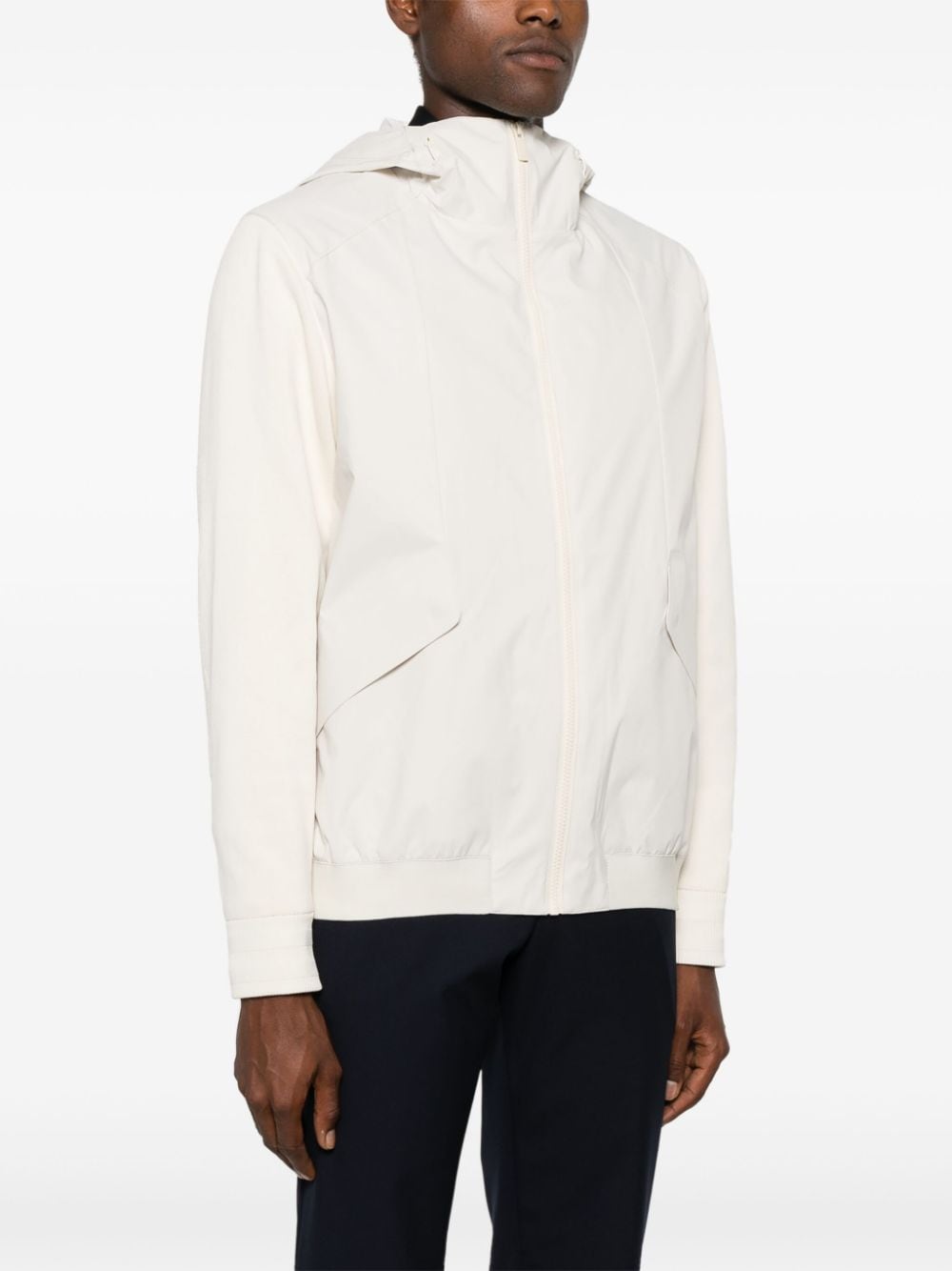 Shop Hugo Boss Logo-patch Hooded Jacket In Neutrals