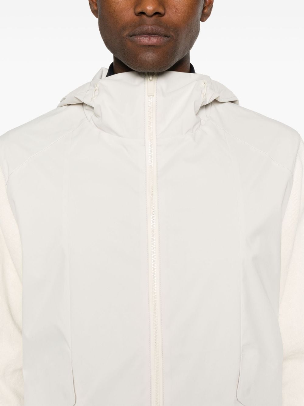 Shop Hugo Boss Logo-patch Hooded Jacket In Neutrals