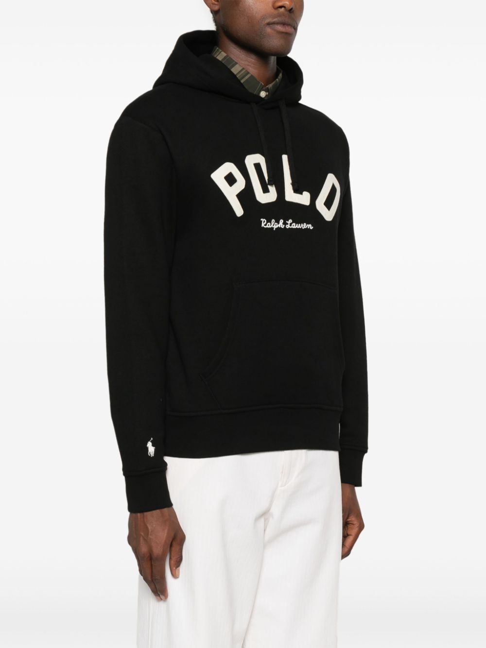 Shop Polo Ralph Lauren Logo-appliqué Drawstring Hoodie In Black