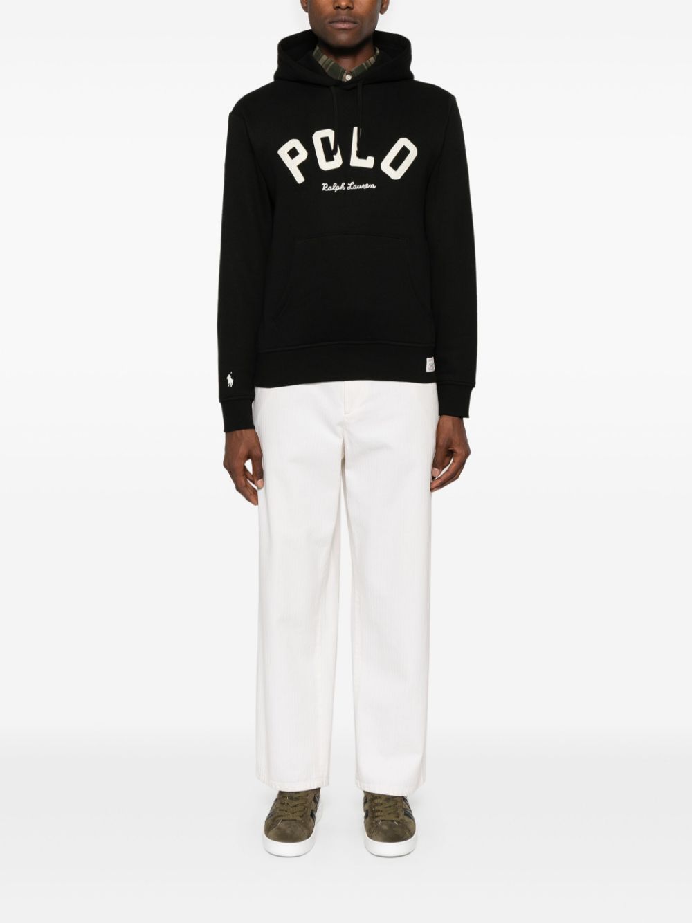 Shop Polo Ralph Lauren Logo-appliqué Drawstring Hoodie In Black