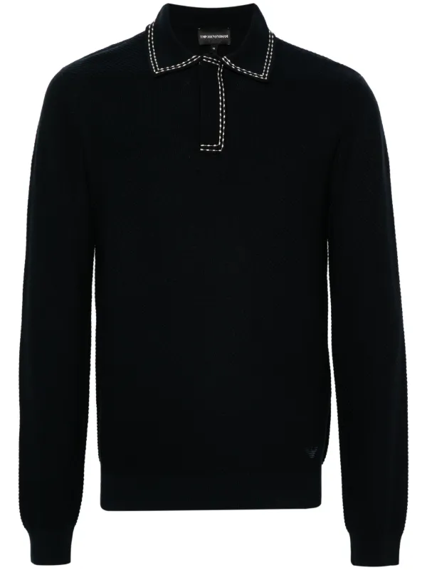 Emporio Armani polo collar Ribbed Jumper Farfetch