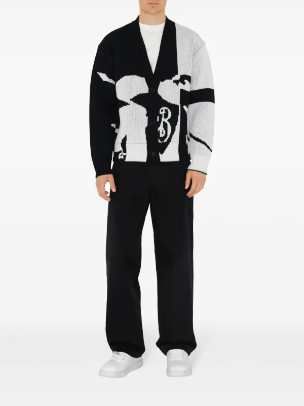 【関税込み】Burberry ブラック＆ホワイト EKD カーディガン Burberry】ブラック EKD カーディガン