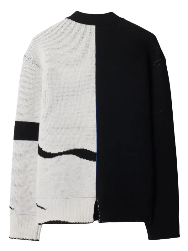 【関税込み】Burberry ブラック&ホワイト EKD カーディガン Burberry EKD-intarsia-knit Cashmere Cardigan | Black | FARFETCH
