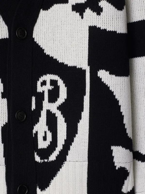 Burberry EKD-intarsia-knit Cashmere Cardigan | Black | FARFETCH
