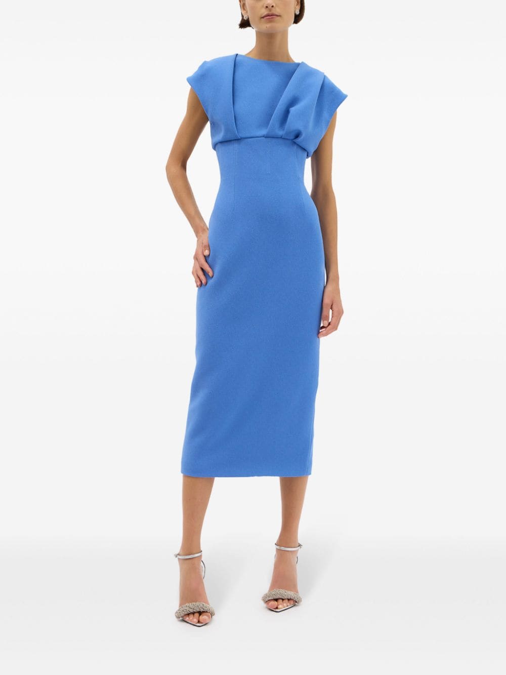 Rachel Gilbert Maggie midi-jurk met gedrapeerd detail - ULTRAMARINE