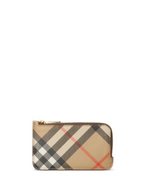 Burberry check zip card case Women