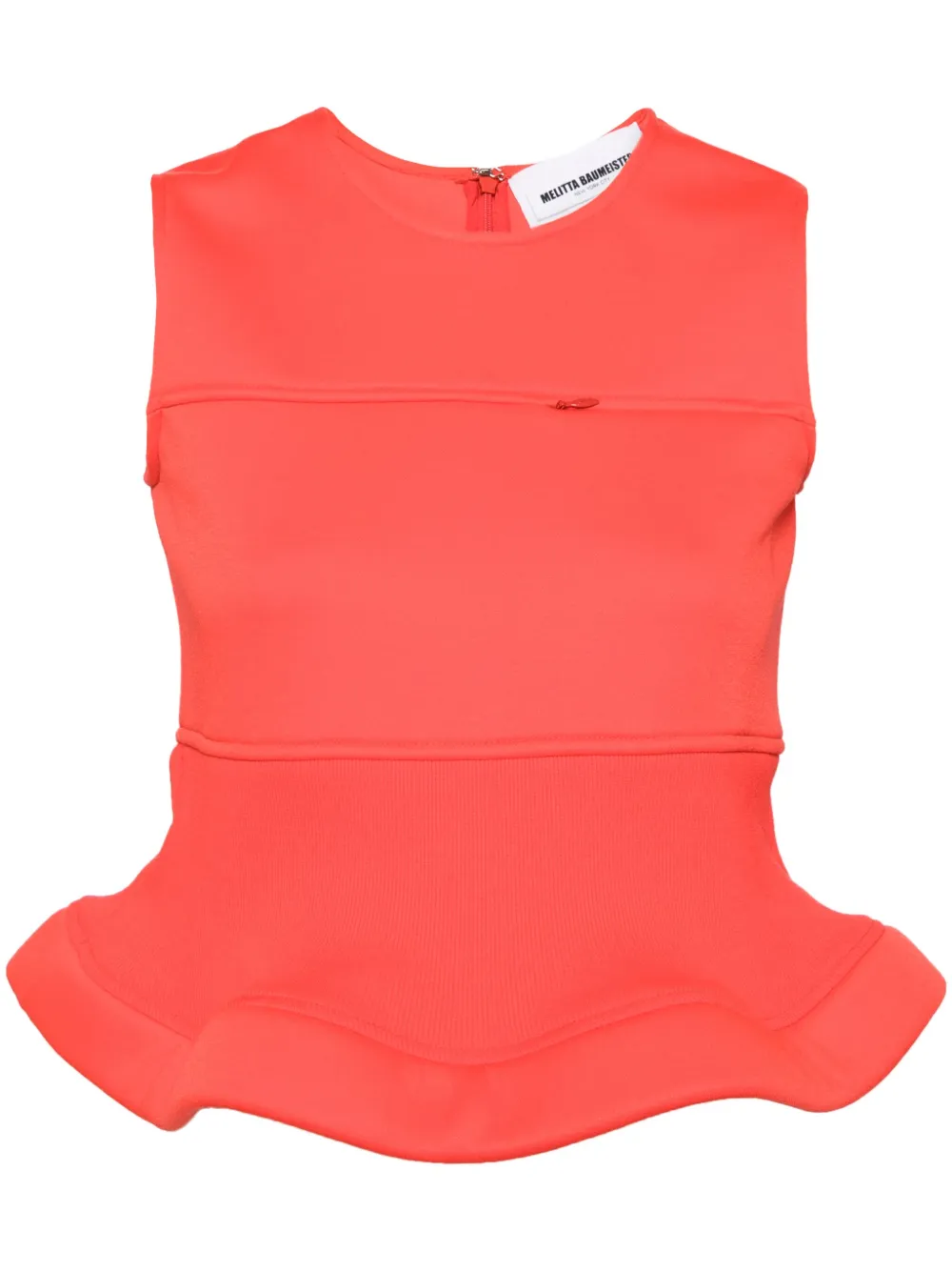Melitta Baumeister Peplum Hem Sleeveless Top In Red