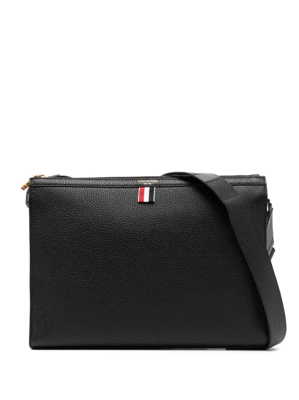 Thom Browne 4 Bar Pebbled Messenger Bag Black FARFETCH AO