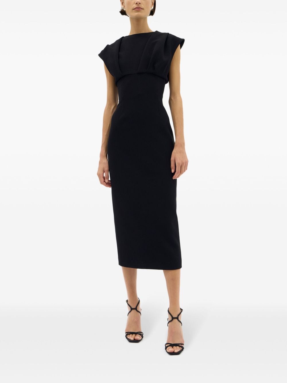 Rachel Gilbert Maggie midi-jurk met gedrapeerd detail - Zwart