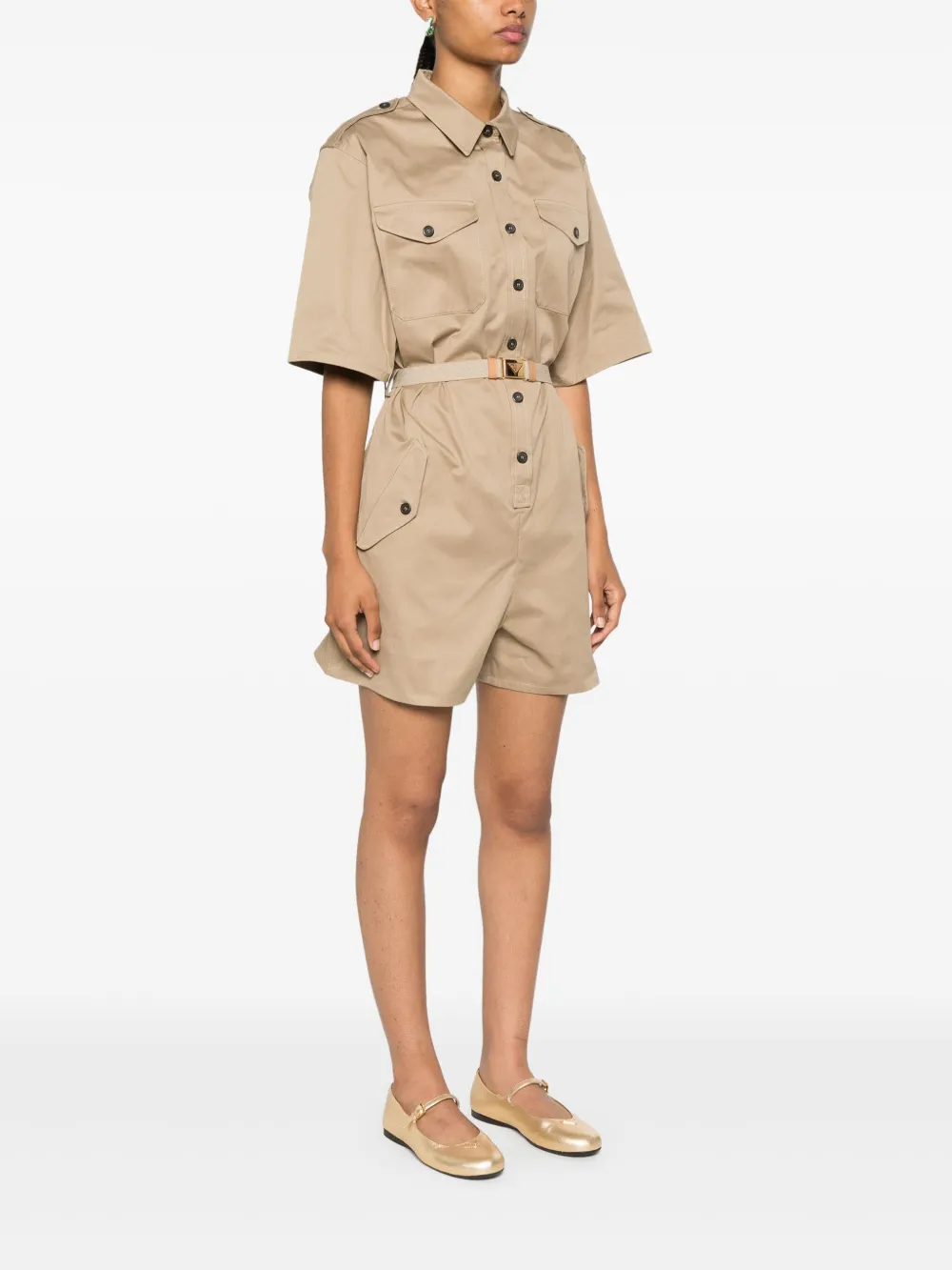 Prada Playsuit met ceintuur Bruin