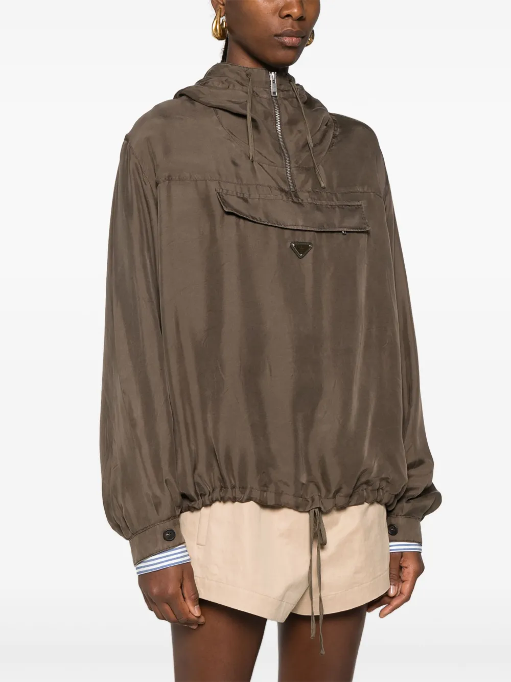 Prada Hoodie met logo Bruin