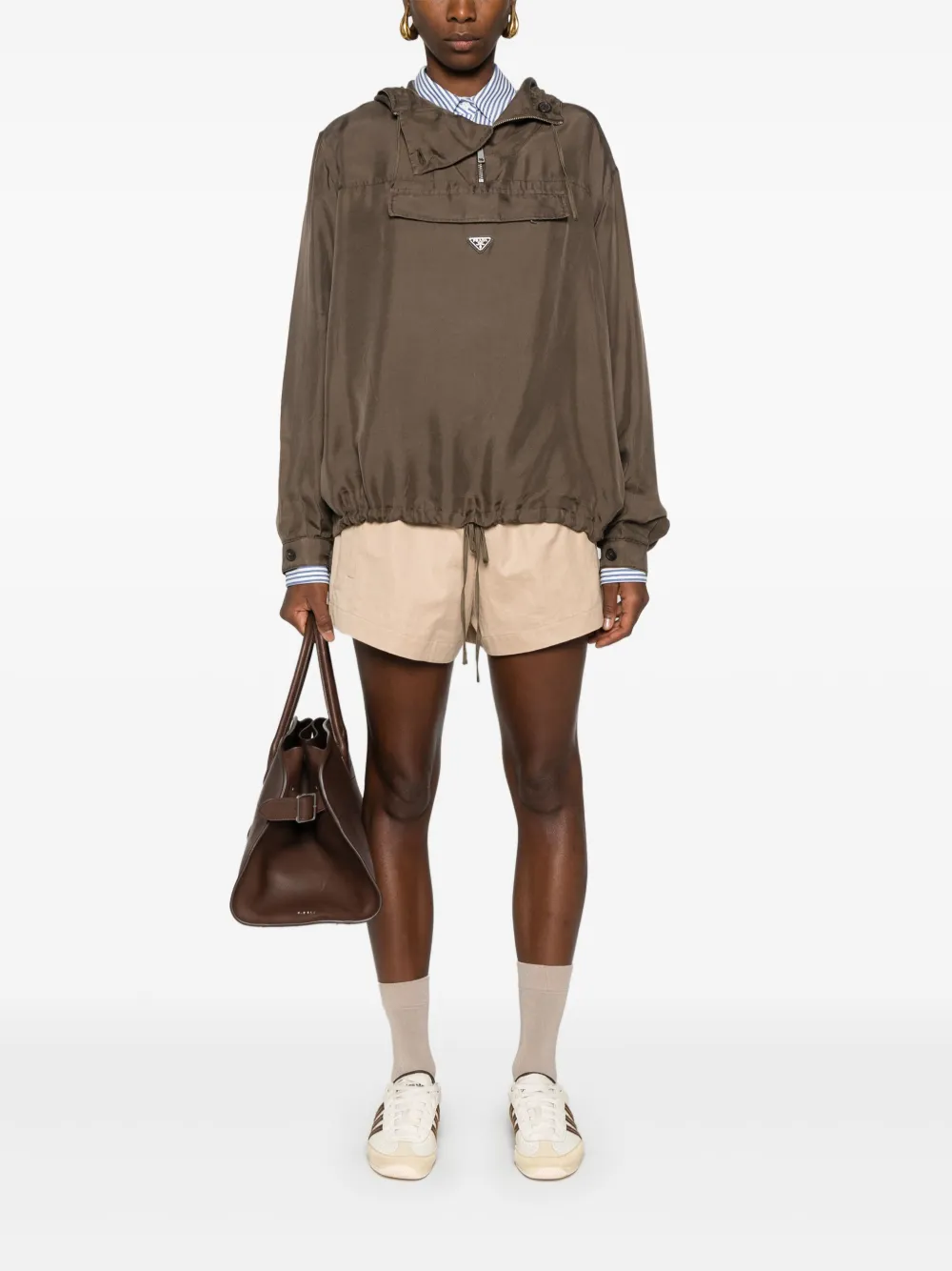 Prada Hoodie met logo - Bruin