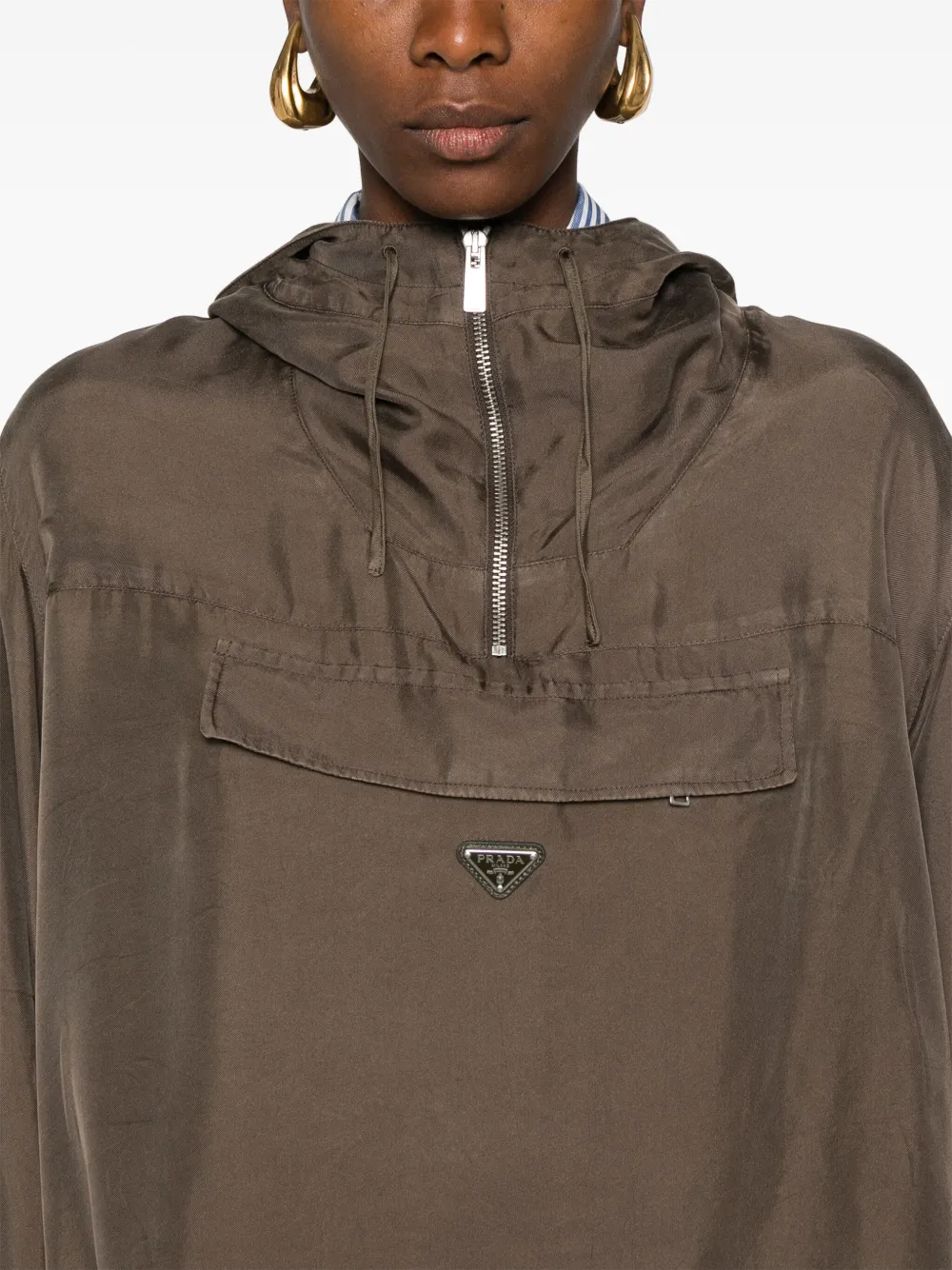 Prada Hoodie met logo Bruin