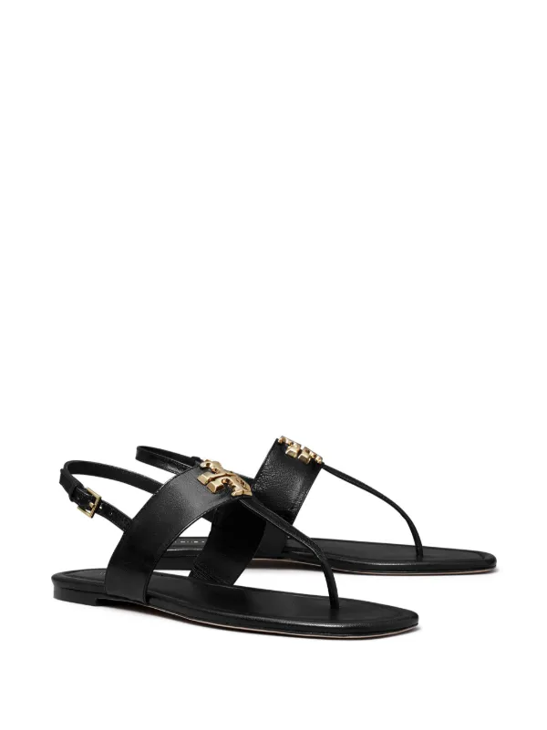 サンダル・ミュール TORY BURCH Eleanor leather flat sandals PERFECT BLACK Tory Burch Eleanor Sandals | Black | FARFETCH