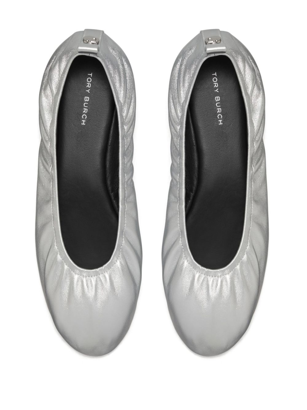 Shop Tory Burch Eddie 2.0 Ballerina Shoes In Silver