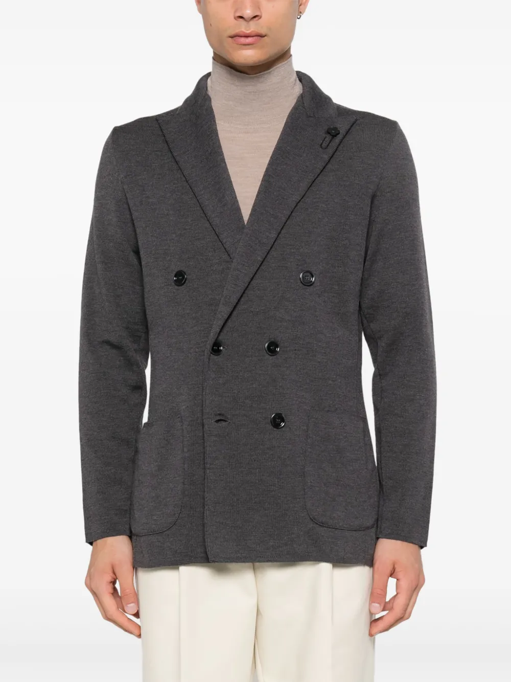 Lardini Blazer met broche - Grijs