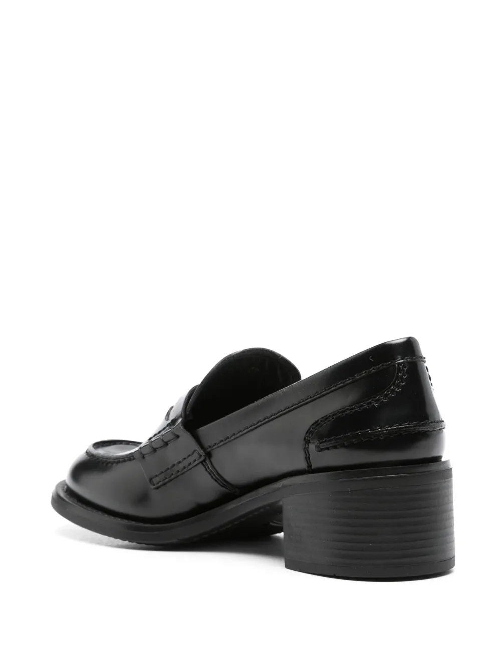Miu Geborstelde leren penny loafers Zwart