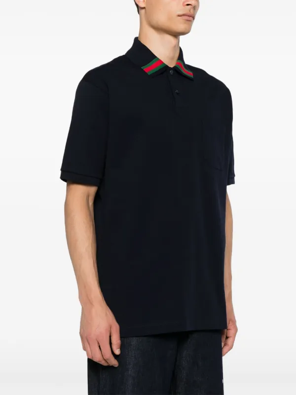 Cotton polo with web collar best sale