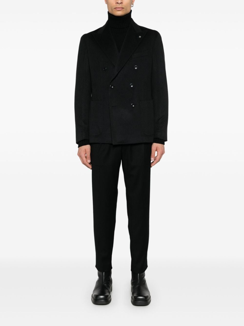 Shop Tagliatore Double-breasted Blazer In Black