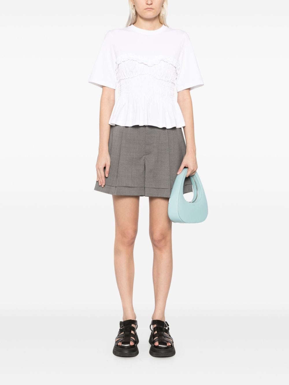 Shop Enföld Pleated Tailored Short In Grey