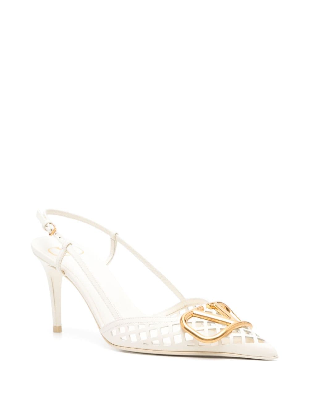 Shop Valentino 90mm Vlogo Signature Slingback Pumps In White