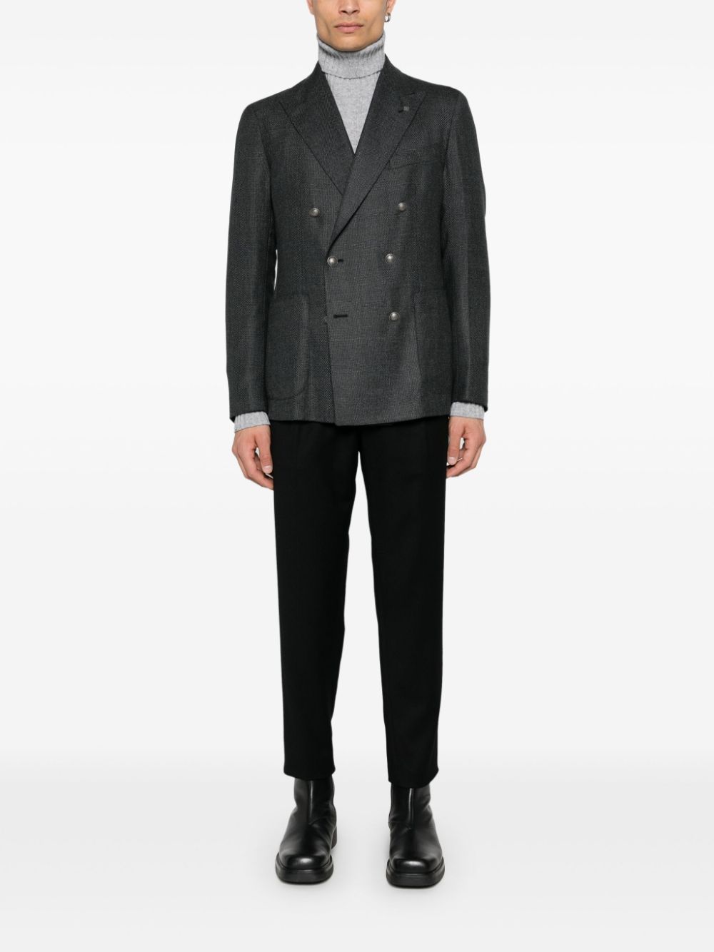 Shop Tagliatore Double-breasted Blazer In Grey