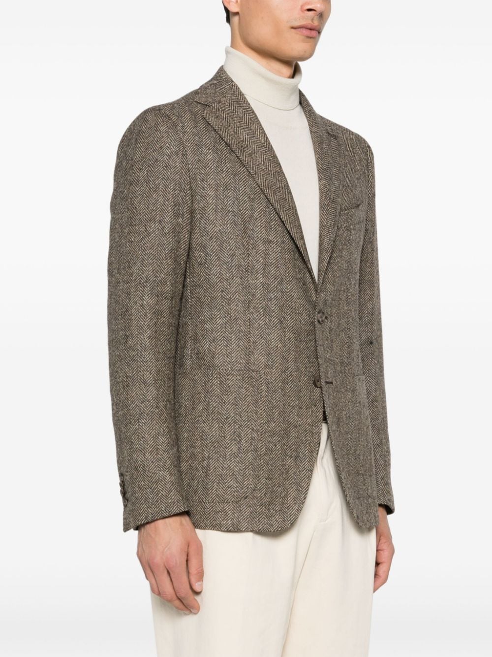 Shop Tagliatore Herringbone Blazer In Brown