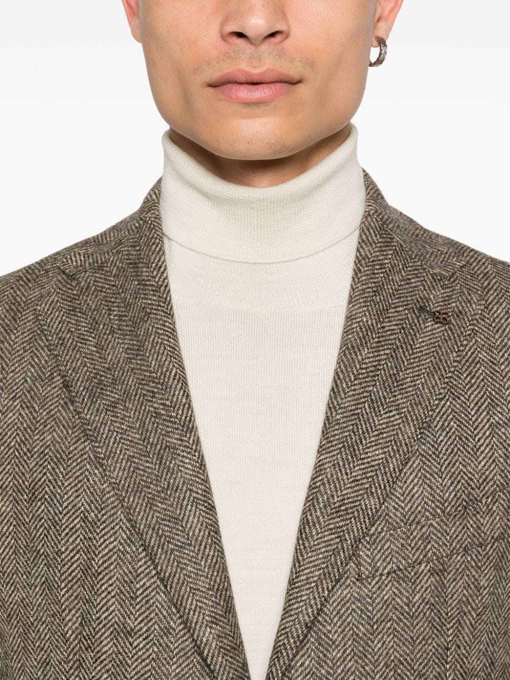 Shop Tagliatore Herringbone Blazer In Brown