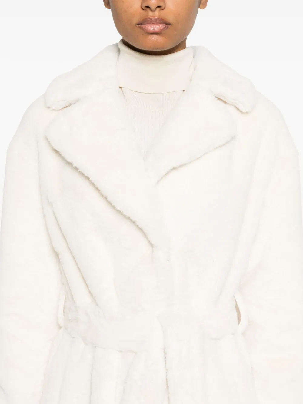 Affordable Maje belted faux-fur coat Women