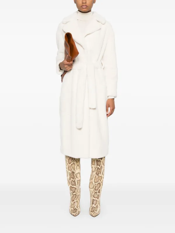 Herno belted faux fur coat women Polyester Acetate Viscose Polyester 40 White