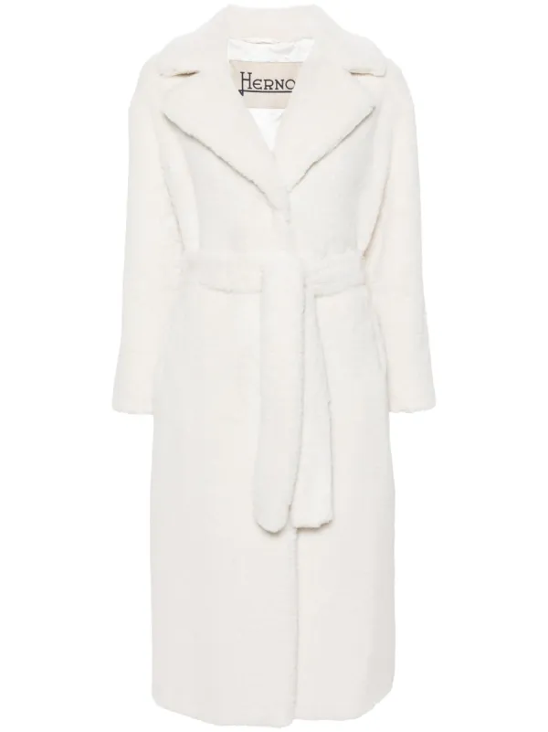 Herno Belted faux fur Coat White FARFETCH CA