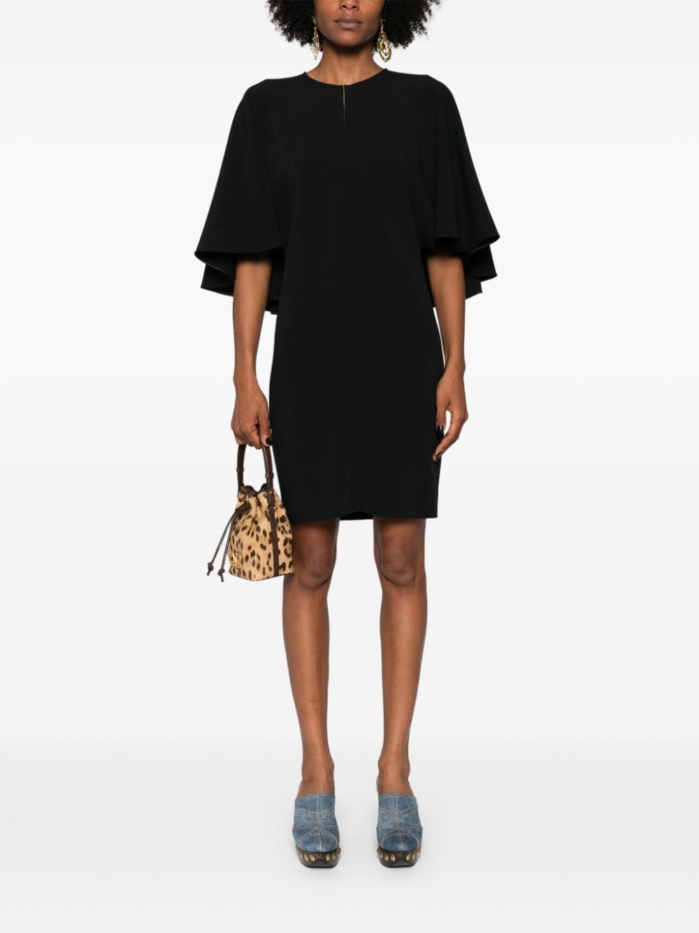 Shop Chloé Draped-detail Cady Mini Dress In Black