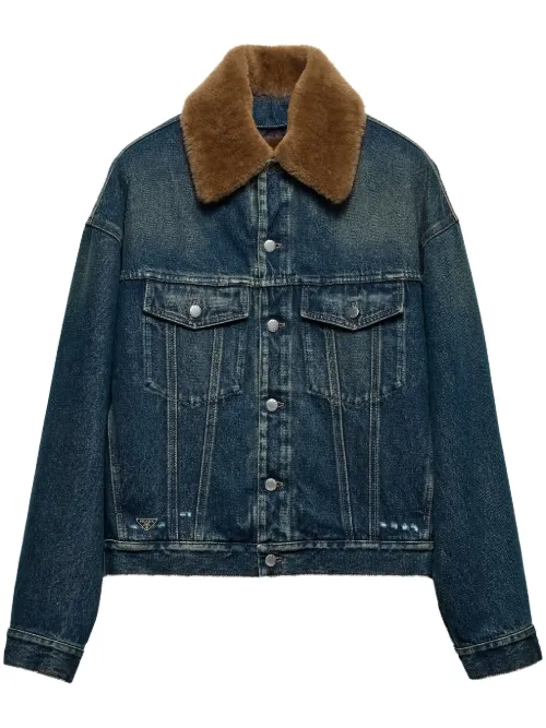 Veste en jean à design matelassé - Prada - Modalova
